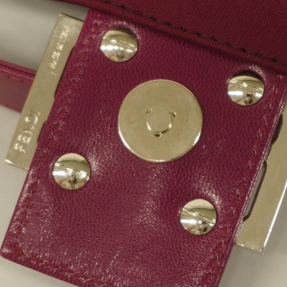 Auth Fendi Mamma Bucket Women's Cotton Handbag Bordeaux - Picture 6 of 13